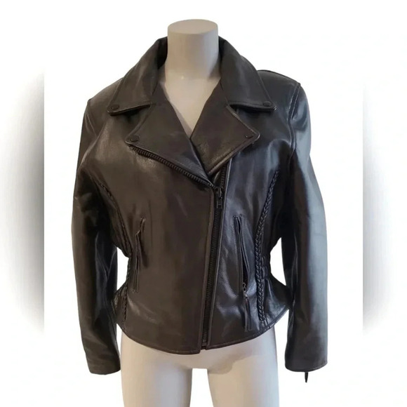 Women's Biker Leather  Coat - Picture 1 of 10
